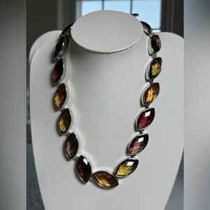 Anne Klein Multi-Colored Stone Silver Tone Necklace